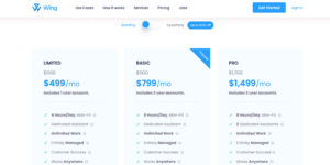 Wing Virtual Assistant Review Price monthly