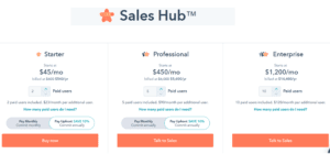Hubspot CRM sales hub price