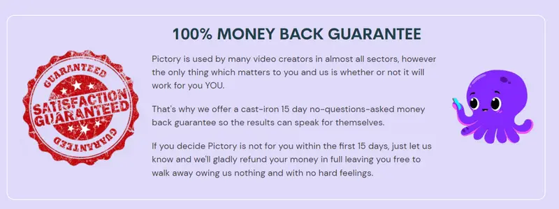 Pictory money back guarantee