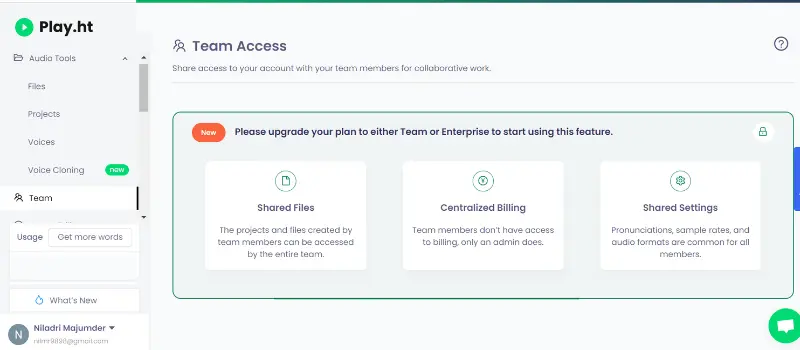 Play.ht team access