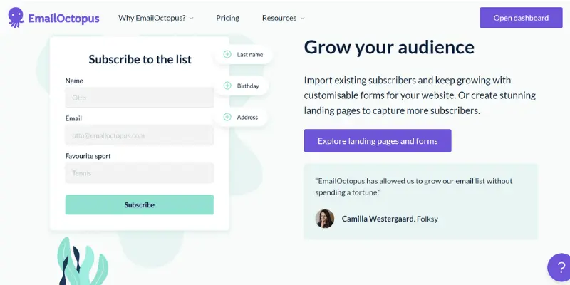 Email Octopus grow subscribers