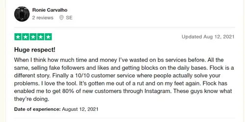 Flock Social Trustpilot