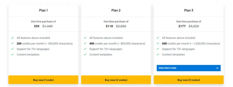 Writecream AppSumo Lifetime deal pricing